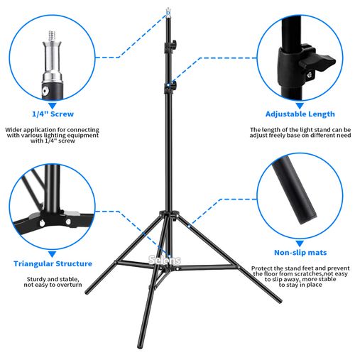 2PCS 79" Light Stand 2M Tripod Adjustable Photo Photography LED Flash Studio Bag — image 9