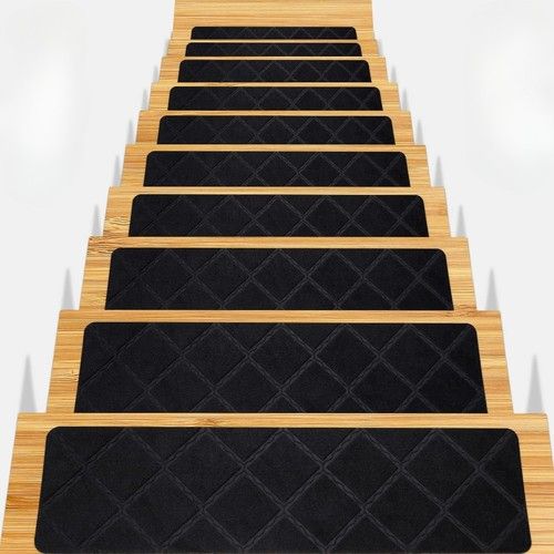 15Pcs Self-Adhesive Stair Mats Set Carpet Stair Treads Non Slip Pads Home Decor