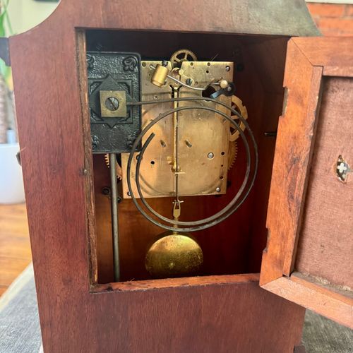 PHS German Mahogany Mantel Clock Fully Serviced Gong Strike c1930 — image 9
