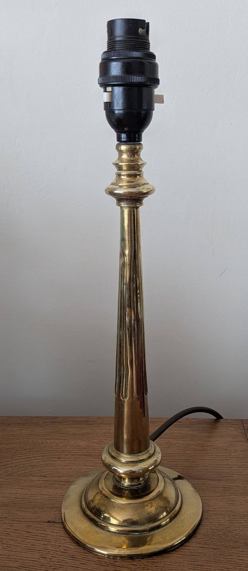 Antique William Souter &Sons Brass Fluted Column Table Lamp - Bakelite Switch — image 1