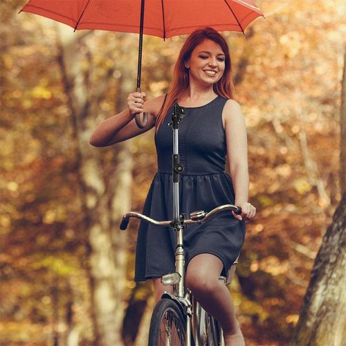 Stainless Steel Bicycle Umbrella Holder Foldable Adjustable Black Bracket — image 8