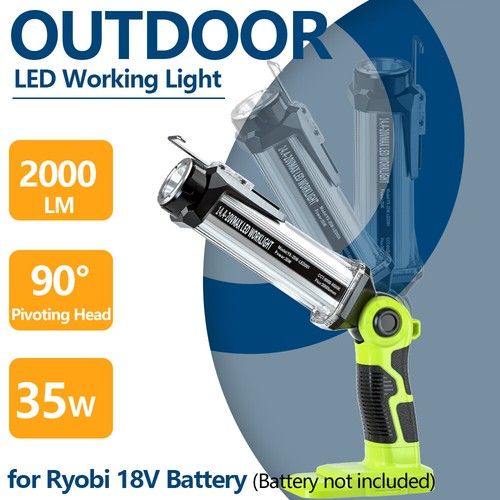 For Ryobi 18V LED Work Light Portable Campaign Light Spotlight Flashlight Torch