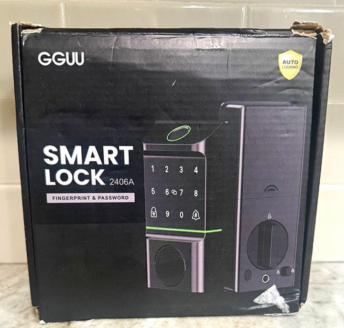 GGUU 2406A Smart Door Lock Fingerprint Keypad Auto Lock Black Matte Metal