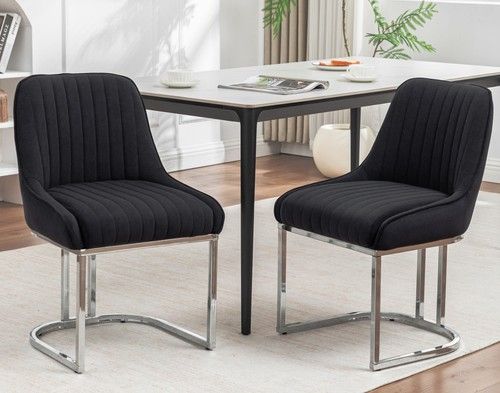 2 4 6  Velvet Dining Chairs Bright Chrome base legs Beige Grey or Black  Velvet