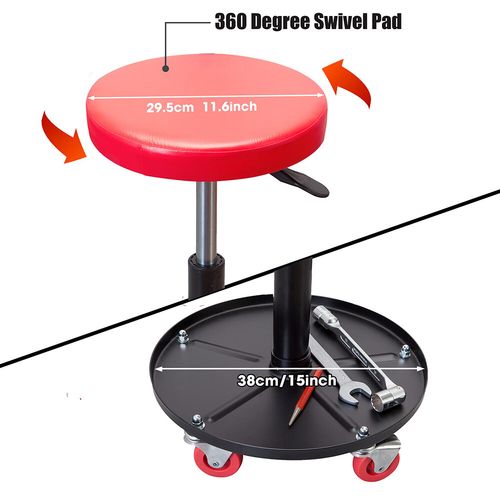 Creeper Seat Rolling Mechanic Stool Height Adjustable 360° Swivel Stool Storage — image 4