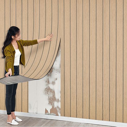 3D Wood Panel Effect Wallpaper Peel and Stick Self-Adhesive Wood Slat Wall Paper — image 3