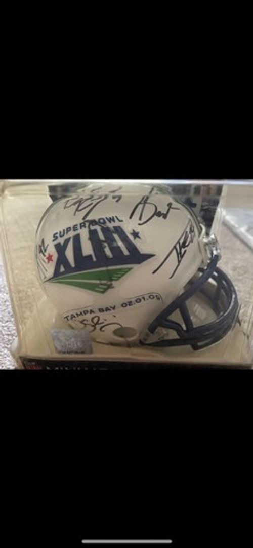Super Bowl Multi Signed Mini Helmet with COA