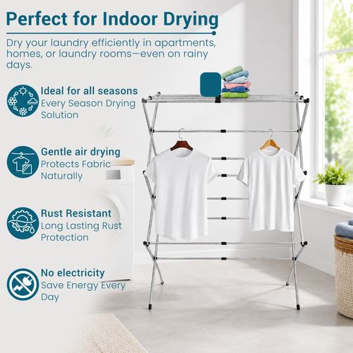 3 Tier Clothes Dryer Airer Foldable Laundry Rack Washing Line Drying Horse Airer — image 9