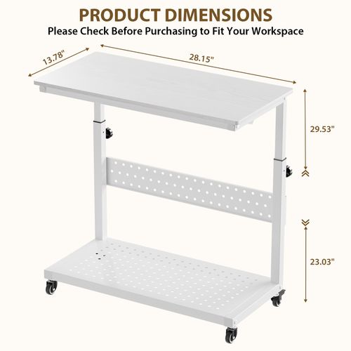 2-Tier PC Stand Computer Cart, Adjustable Tower Stand Cart Mobile CPU Holders — image 3