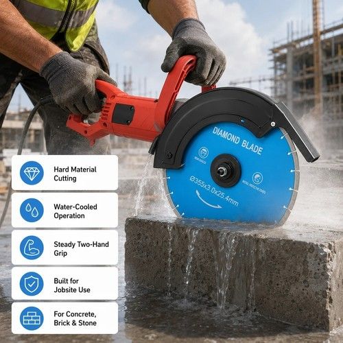 3000W 350mm Electric Disc Cutter Wet Concrete Stone Tiles Diamond Circular Saw