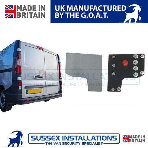 Van Security Shield For Renault Trafic 2014-On Rear Barn Door Brushed — image 1