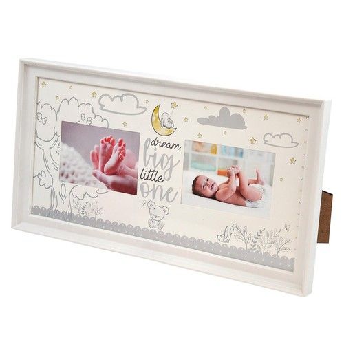 New Baby Double Photo Frame "Dream Big Little One" White Unisex Baby's Nursery