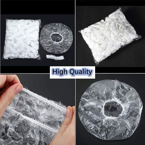 100 Pcs Disposable Shower Caps PE Waterproof Thickened Elastic Multi-use — image 3