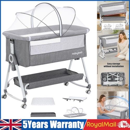 Baby Co-Sleeping Bedside Crib - Safe Bassinet with Storage Bag, Easy Install‌
