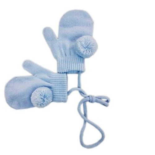 Baby Pom Pom Mittens Stringed Gloves Boy Girl Spanish Knit 0-24 Months