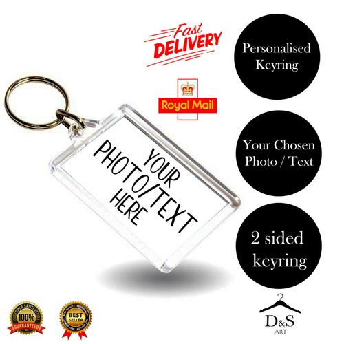 PERSONALISED PHOTO KEYRING Birthday Gift Any Image Text Double Sided Acrylic Key — image 7