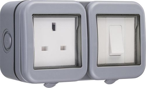 BG Electrical Outdoor Single Unswitched Power Wall Plug Socket and Single Wall S
