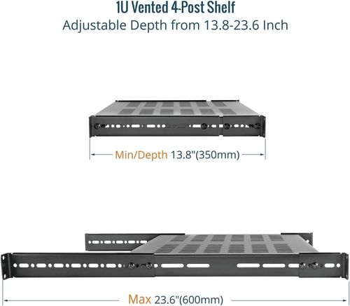 Tecmojo 1U Adjustable Vented Server Rack Mount Shelf 13.8 (350mm) 23.6 (600mm) — image 6