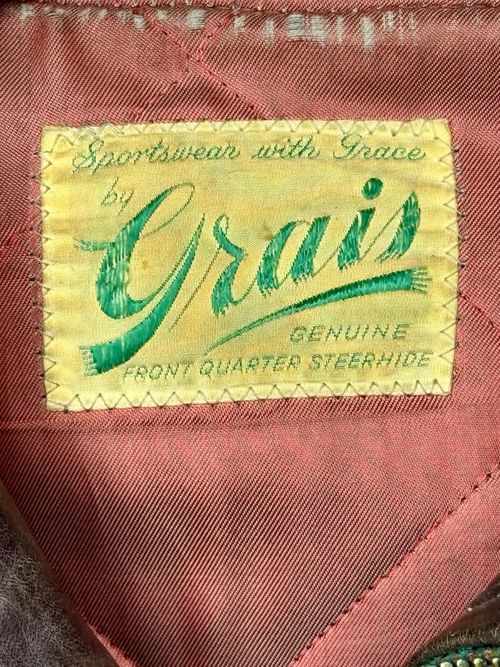 VTG 1950s Grais Front Quarter Steerhide Leather Car Coat Jacket Half Belt Sz 42L — image 3