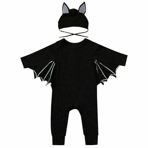 Halloween Toddler Baby Boys Girls Cosplay Bat Costume Romper Hat Outfits Set