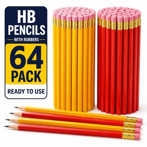 32-96 Strong HB Pencils with Rubber Eraser Tips Office School Drawing Stationery