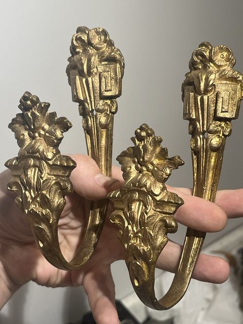 Rare 19thC Maison Christofle Ormolu Gilded Bronze Embrasses Rococo Sash Hooks — image 20