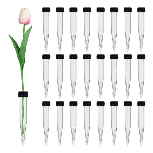25Pcs Black/Transparent Floral Water Tube 4" Transparent Flower Tube for Florist