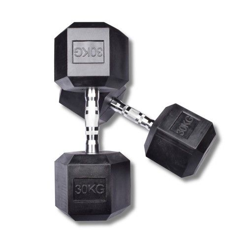 Exersci Rubber Hex Dumbbells 2.5kg to 50kg Pairs Durable Gym Quality Weights