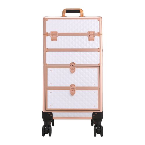 4 in 1 Makeup Trolley Case Vanity Cosmetic Hairdressing 2 Drawer Case on Wheels — image 16