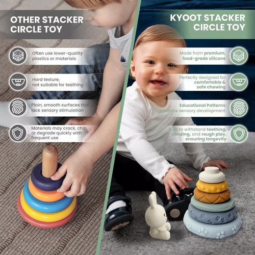 Kyoot Silicone Rabbit Stacker Stacking Rings Toddler Toy Baby 6 Month+ Gift Idea — image 8