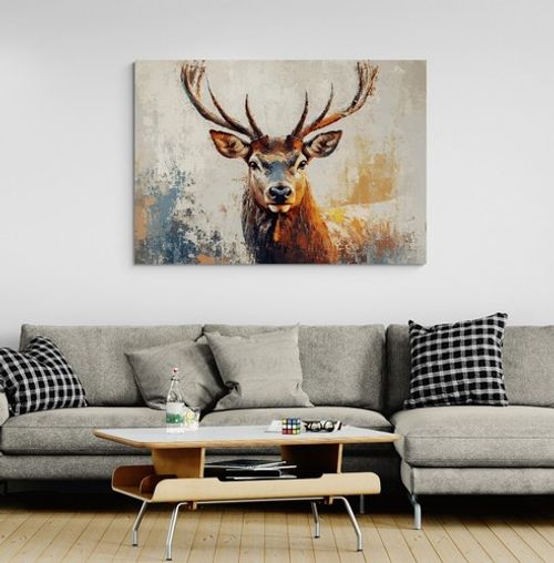 STAG DEER ANIMAL CANVAS PICTURE PRINT FRAMED WALL ART HOME DECOR