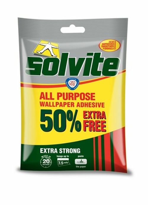 Solvite All Purpose Wallpaper Paste Extra Strong Adhesive Easy Mix Paper Glue