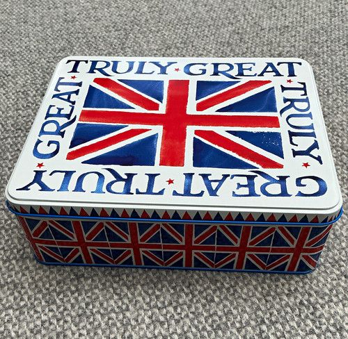 Emma Bridgewater Union Jack Rectangular Biscuit Tin with Lid "TRULY GREAT"