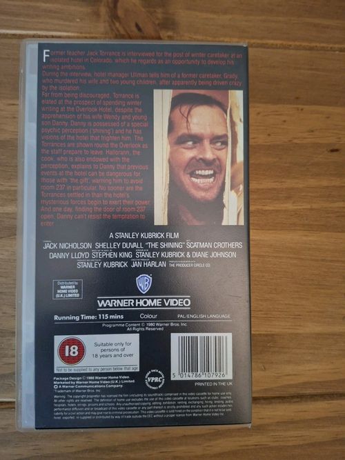 The Shining 1980 VHS UK PAL VGC - NM — image 3
