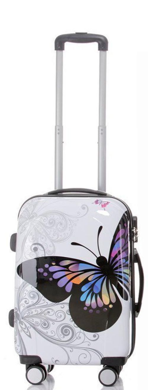 Hard Shell 4 Wheel Spinner Suitcase PC Luggage Trolley Case Cabin Hand Butterfly — image 4