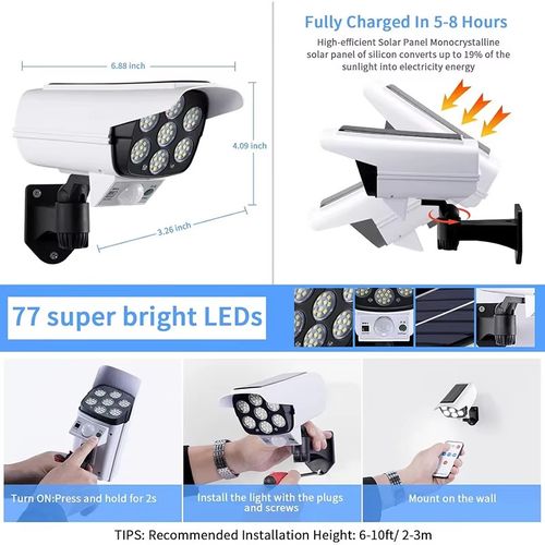 LED Solar Light Simulation Security Dummy Camera Motion Sensor Outdoor Night Lig — image 5