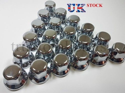 New 60x 33mm Wheel Nut Cover Lux Plastic CHROME fit Lorry Trailer Bus Truck LKW