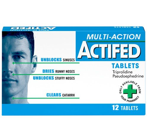 Actifed Multi-Action - Relive Nasal Congestion, Unblocks Sinuses - 12 Tablets