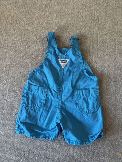 Vintage OshKosh B’Gosh Baby Shortalls 3 Months Turquoise Blue Overalls 90s — image 2