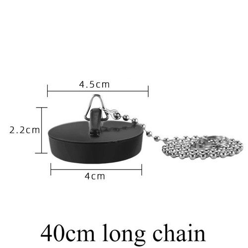 Rubber Sink Basin Plug Bathroom Kitchen Universal 10mm 40mm Black & Chain uk