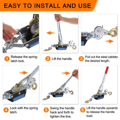 Come Along Winch,2 Ton Winch,Hand Cable Puller 1m/3.28FT Hand Power Cable Puller — image 5