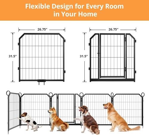 Metal Dog Playpen Foldable Puppy Exercise Pen Pet Fence for Medium/Large Animals