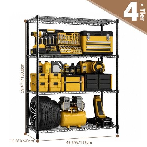 M MZG Heavy Duty Wire Shelving Rack Shelf Pantry Kitchen Garage Shelves 59.4" H