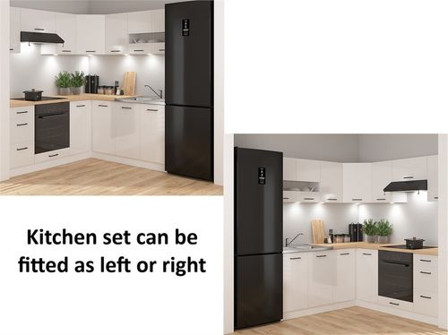 Corner Kitchen Cabinets Set Complete DIY Fitted 11 Units White Gloss Slab Junona — image 3