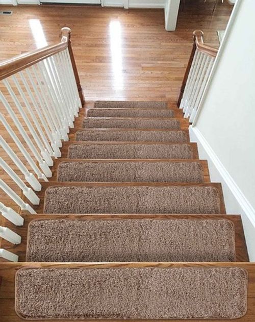 Stair Treads Carpet Mat Non Slip Cleaning Machine Washable, Shiny Shaggy 22x67cm
