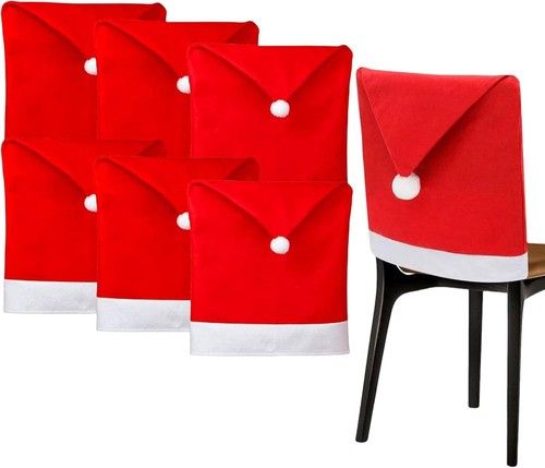 2/4/6/12x Christmas Red Hat Dining Chair Back Cover Party Xmas Chair Table Decor