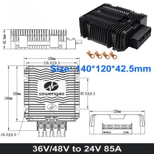 DC Buck 36V 48V to 24V 3A 5A 10A 20A 30A 40A 60A 85A DC-DC Step Down Converter