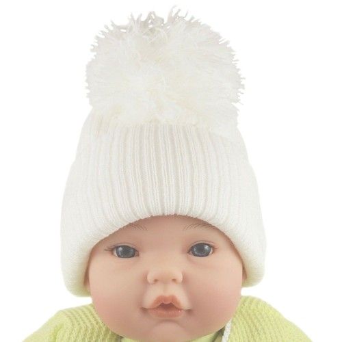 Baby Pom Pom Beanie Hat Knitted Bobble Cap Boy Girl NB, 0-3, 3-6, 6-12