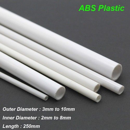 ABS Plastic Round Tube Rod White OD 3mm to 10mm Pipe Building Model for DIY