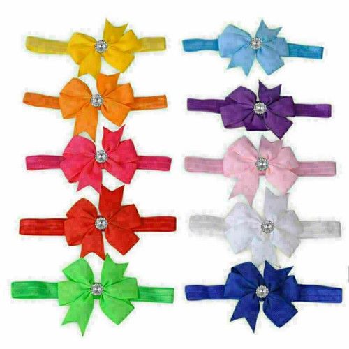 UK 10-20pcs Elastic Baby Headdress Kids Hair Band Girls Bow Newborn Headband